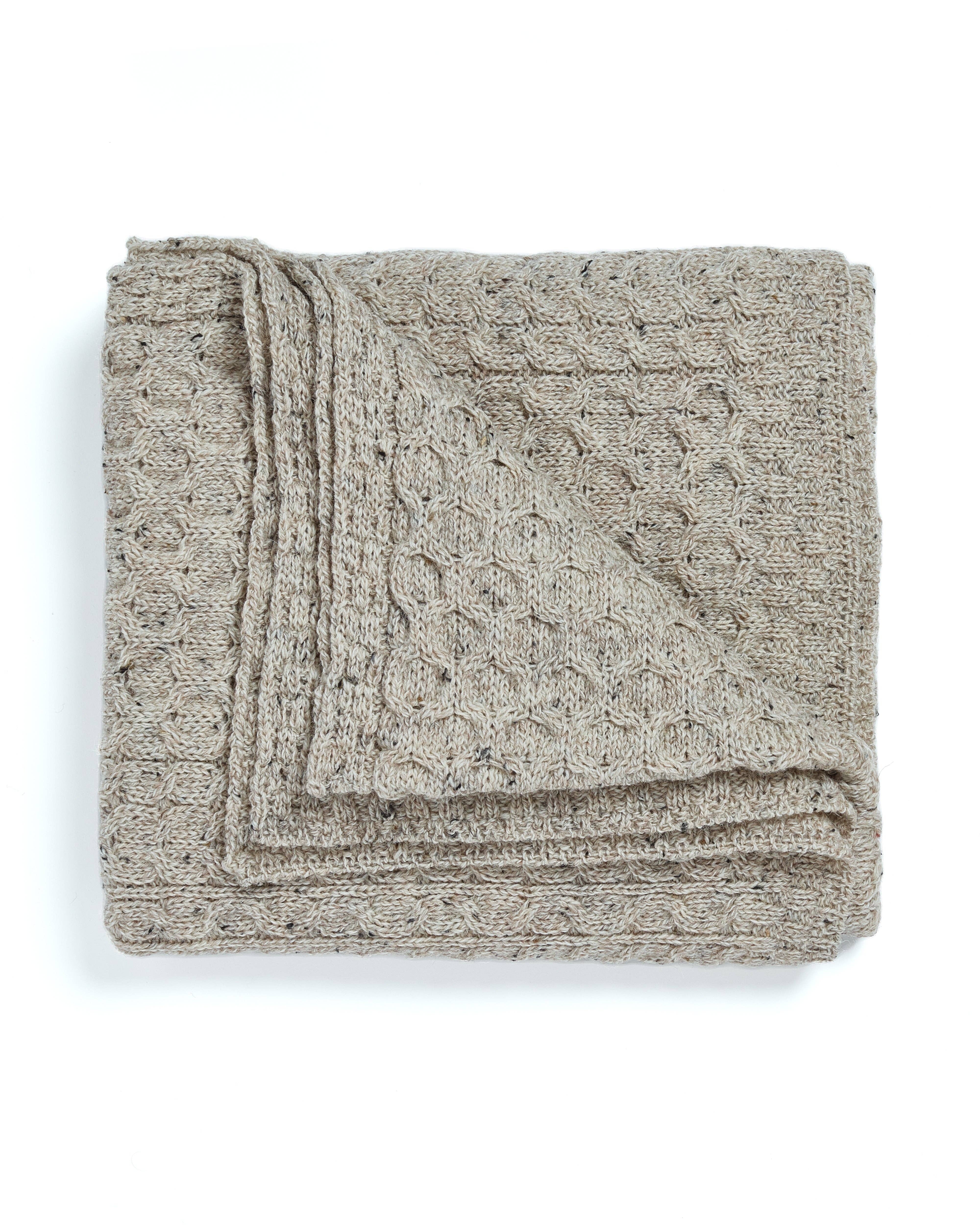 Bertra Aran Classic Wool Blanket -  Flecked Oat - Image 3