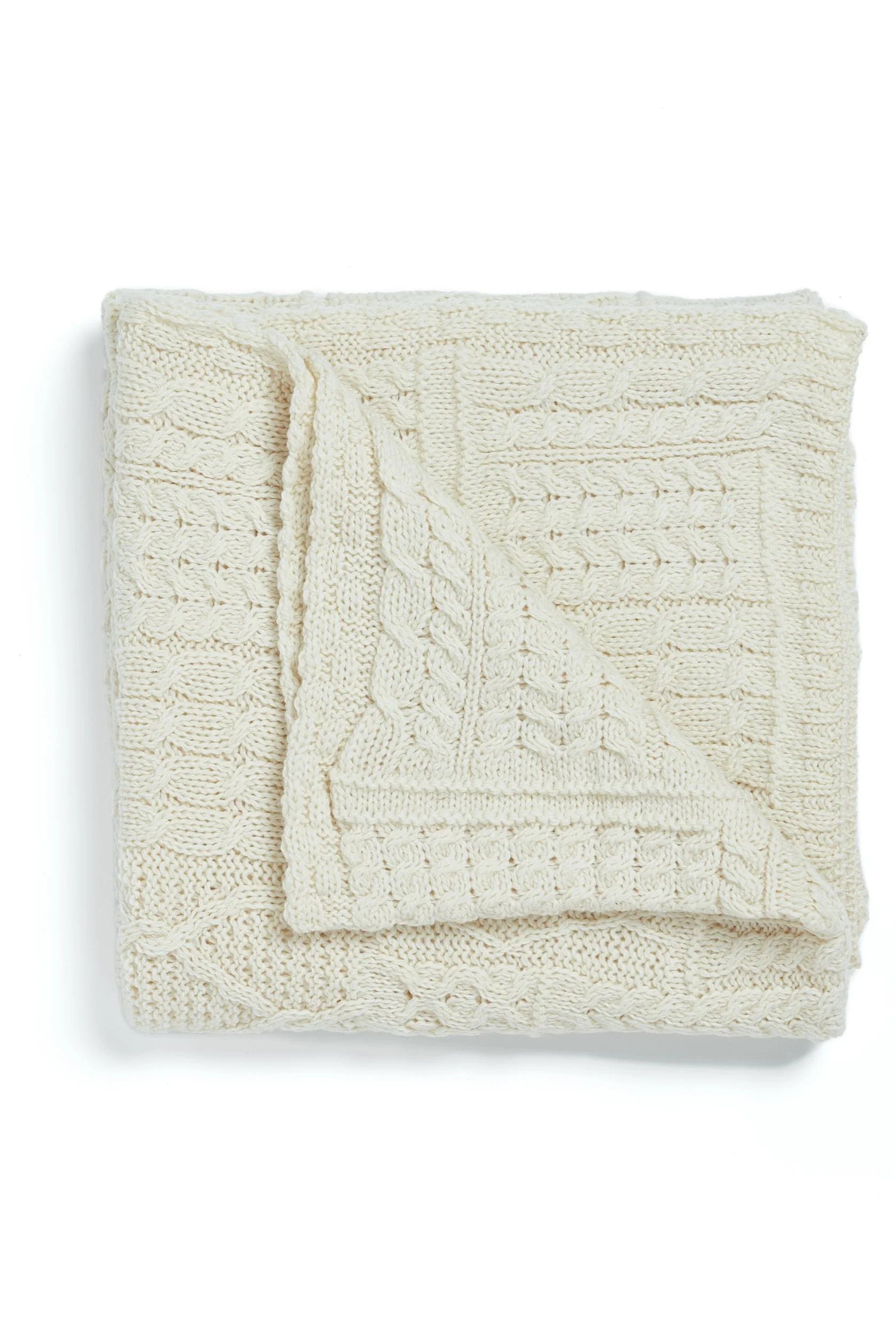 Keel Aran Patchwork Merino Blanket - Cream - Image 3