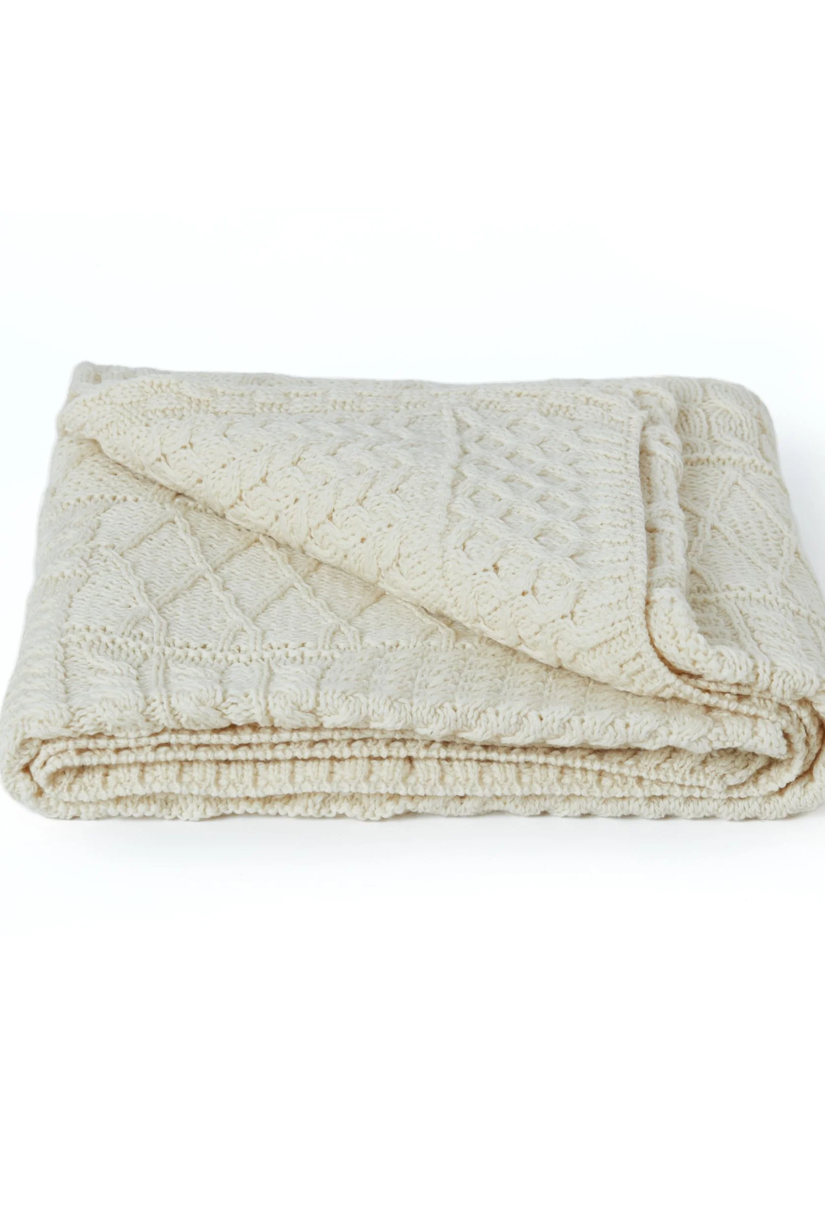 Keel Aran Patchwork Merino Blanket - Cream - Image 4